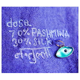 Autre Marque-Bufanda tipo chal de seda y pashmina de archivo Dosa-Azul,Púrpura