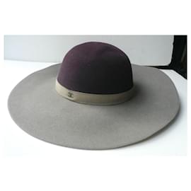 Chanel-CHANEL Sombrero de fieltro de lana de ala ancha Nuevo estado TL-Multicolor