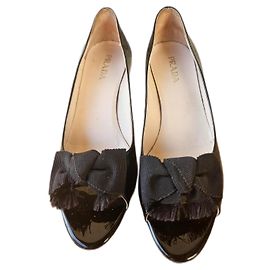 Prada Lackledersandalen schwarz Schwarz