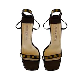LOUIS VUITTON Sandals EU 38.5 Leather Brown ref.931323 - Joli Closet