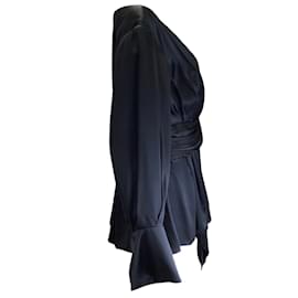 Prabal Gurung-Prabal Gurung Black Jimile Twist Front Silk Blouse-Black