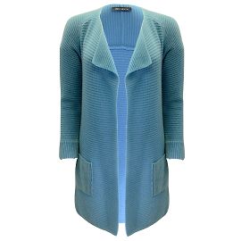 Iris von Arnim Iris Von Armin Blauer, gerippter, offener Strickjacke aus Kaschmir Blau