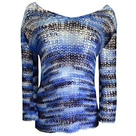 Autre Marque-The Elder Statesman Blue Multi Cashmere Knit Holy Bell Sweater-Blue