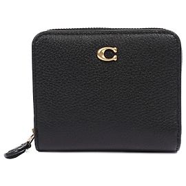 Portafoglio bifold Coach in pelle nera, taglia unica Nero