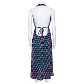 Diane Von Furstenberg-DvF Zen-Neckholder-Kleid aus Leyland-Seide mit Blumendruck-Mehrfarben,Marineblau