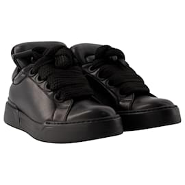 Dolce & Gabbana-Portofino Sneakers - Dolce&Gabbana - Leather - Black-Black
