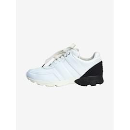 Chanel-White leather low-top lace up trainers  - size EU 39-White