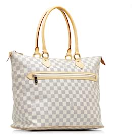 Louis Vuitton-Louis Vuitton White Damier Azur Saleya GM-White,Blue