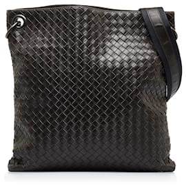 Bottega Veneta-Sac à bandoulière Intrecciato marron Bottega Veneta-Marron,Marron foncé