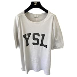 Saint Laurent-YSL SAINT LAURENT Logo Vintage T-shirt Unisex Size M **LIKE NEW***-Grey