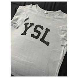 Saint Laurent-YSL SAINT LAURENT Logo Vintage T-shirt Unisex Size M **LIKE NEW***-Grey