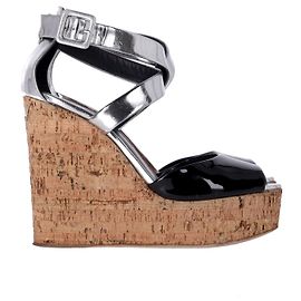 Giuseppe Zanotti Metallic Cork Wedge Sandals in Multicolor Patent Leather Multiple colors