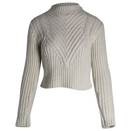Sandro Paris Pull Col Montant Zalina en Laine Crème Blanc Écru