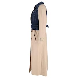 Burberry-Trench Burberry in gabardine denim con pannelli in cotone beige-Altro,Stampa python