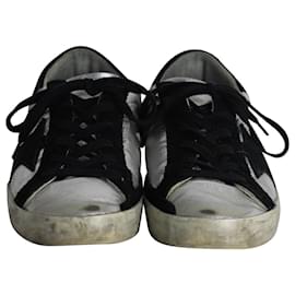 Golden Goose-Golden Goose Metallic Super-Star Sneakers in Silver Leather and Black Suede-Silvery,Metallic
