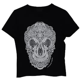 Alexander Mcqueen-Alexander McQueen T-Shirt mit Totenkopf-Print aus schwarzer Baumwolle-Schwarz