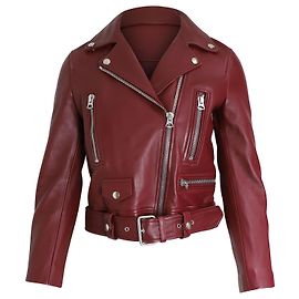 Acne Studios Biker Jacket in Red Leather Red Dark red