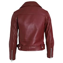 Acne-Acne Studios Biker Jacket in Red Leather-Red,Dark red