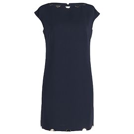 Versace Metal Detail Shift Dress in Navy Blue Polyester Blue Navy blue