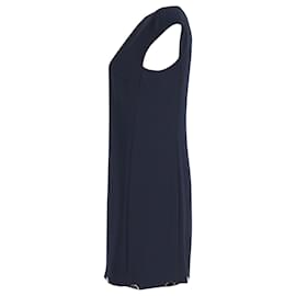 Versace-Versace Metal Detail Shift Dress in Navy Blue Polyester-Blue,Navy blue