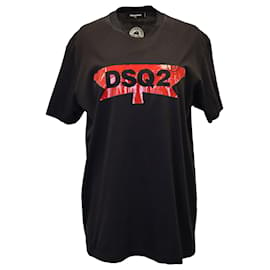 Dsquared2-Dsquared2 Camiseta com logo em algodão preto-Preto