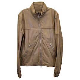 Valentino Garavani-Valentino Zip-Up Jacket in Brown Leather-Brown