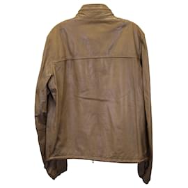 Valentino Garavani-Valentino Zip-Up Jacket in Brown Leather-Brown