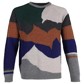 Lanvin-Pull à col rond Lanvin Landscape Intarsia en laine multicolore-Multicolore