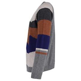 Lanvin-Maglione girocollo Lanvin con intarsio paesaggio in lana multicolor-Multicolore