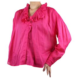 Isabel Marant Etoile-Blusa rosa con cuello de volantes - talla FR 38-Rosa