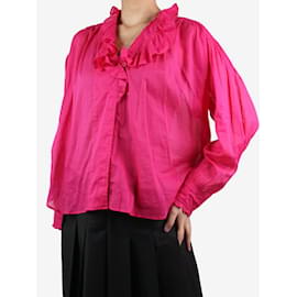 Isabel Marant Etoile-Blusa rosa con cuello de volantes - talla FR 38-Rosa