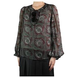 Saint Laurent-Green sheer paisley blouse - size FR 34-Green