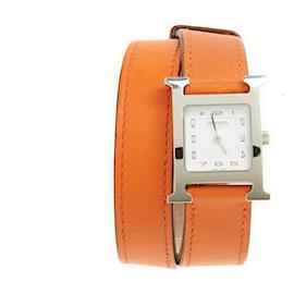 Hermès-TIME H PM  2020 lined Tower Strap Box Papers-Silvery