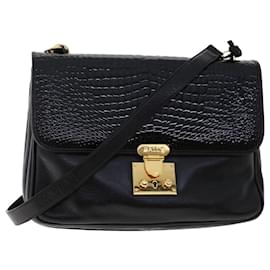 Bally-BALLY Sac Bandoulière Cuir Verni Noir Auth fm2583-Noir