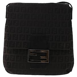 Fendi-FENDI Zucchino Canvas Umhängetasche Dunkelbraun Auth fm2601-Dunkelbraun