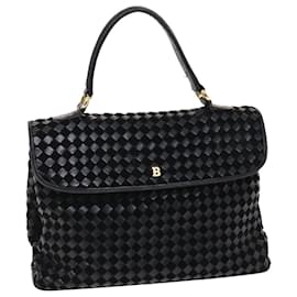 Bally-BALLY Sac à main Cuir Daim Noir Auth ep1261-Noir