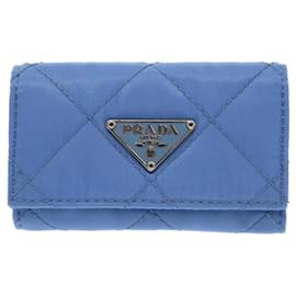 Prada-Estuche para llaves PRADA Nylon Azul Turquesa Auth 49955EN-Otro