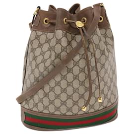 Gucci-GUCCI GG Canvas Web Sherry Line Shoulder Bag Beige Red Green Auth tb826-Red,Beige,Green