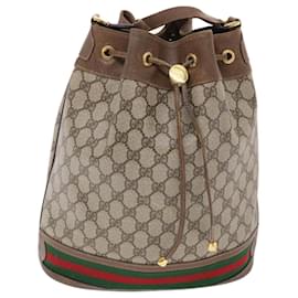 Gucci-GUCCI GG Canvas Web Sherry Line Shoulder Bag Beige Red Green Auth tb826-Red,Beige,Green