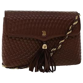 Bally-Sac à bandoulière matelassé BALLY Cuir Marron Auth ep1299-Marron