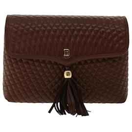 Bally-BALLY Quilted Shoulder Bag Leather Brown Auth ep1299-Brown