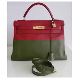 Hermès-Sac Hermes Kelly 32-Rouge