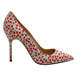 Manolo Blahnik-Manolo Blahnik Rot / Weißes Blumen-BB 105 Pumps-Rot