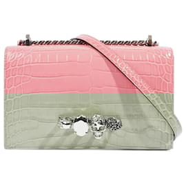 Alexander Mcqueen-Alexander McQueen Jewelled Satchel Bag Pink Embossed Leather OS-Pink