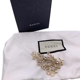 Gucci-Mono boucle d'oreille en métal doré et cristaux-Doré