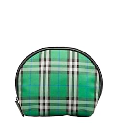 Burberry-House Check Canvas Vanity Pouch-Green