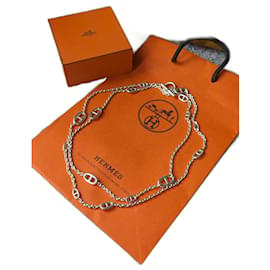 Hermès-baile alegre 120 cm Largo Collar Plata 925 bolsa de caja H104568segundo-Hardware de plata