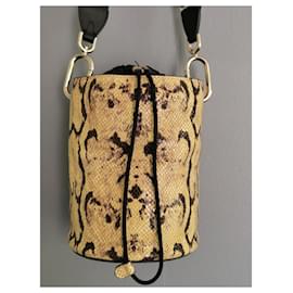Furla-Handbags-Black,Python print,Yellow