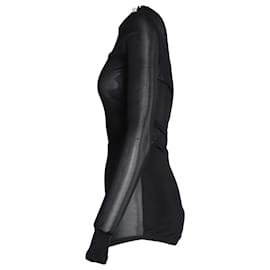 Balmain-Balmain Sheer Long-Sleeve Top with Button Detail in Black Viscose-Black