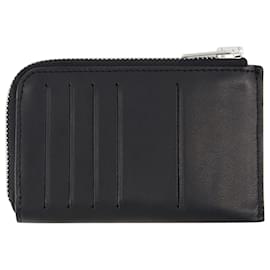 Autre Marque-Zipped Card Holder - Maison Kitsune - Leather - Black-Black